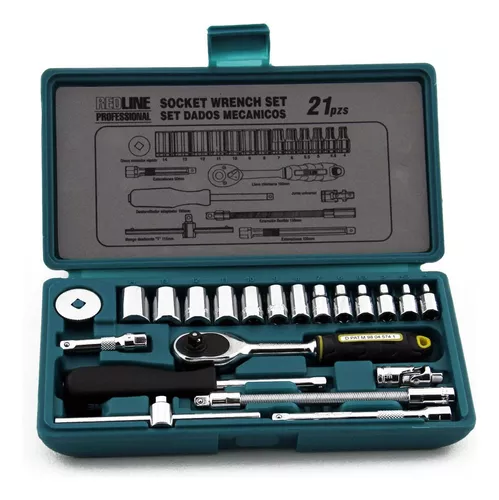 Juego de herramientas ratchet 1/4 pulgada 21 piezas